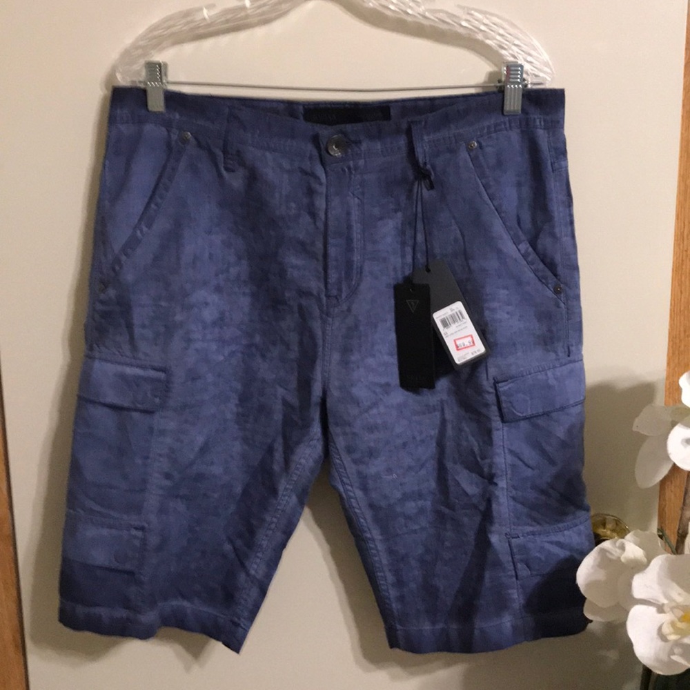 Guess Linen-Blend Cargo Shorts